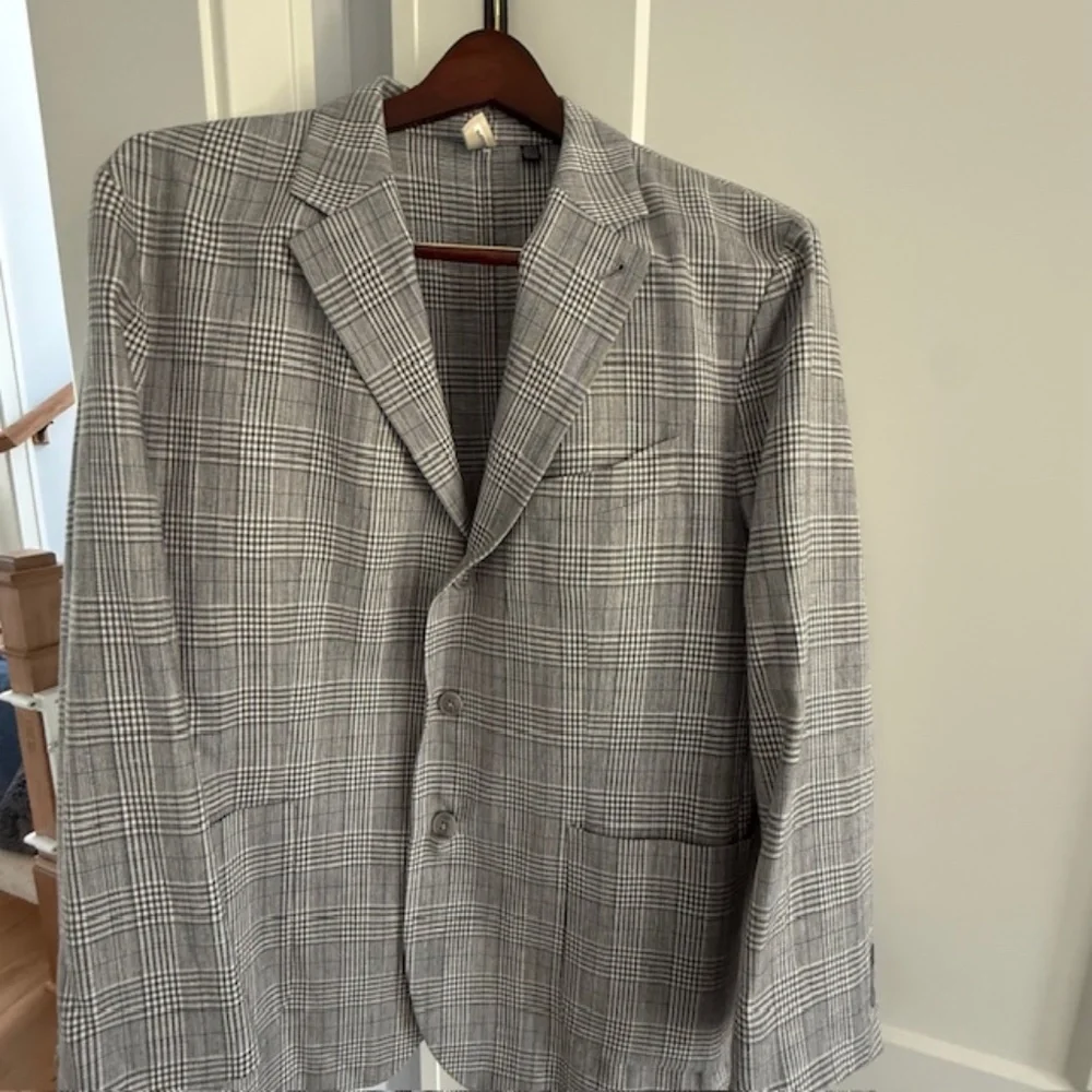 Ted Baker Endurance Blazer Men Gray Brown Blue Plaid Sport Suit Blazer US 46R